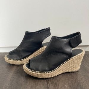 Rudsak Black leather braided wedge sandal